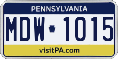 PA license plate MDW1015