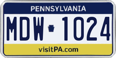 PA license plate MDW1024
