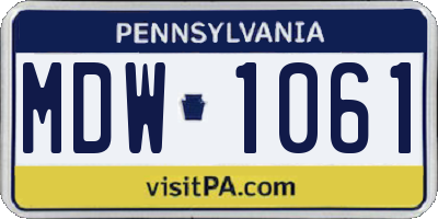 PA license plate MDW1061