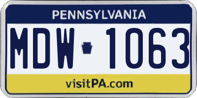 PA license plate MDW1063