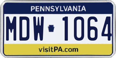 PA license plate MDW1064