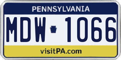 PA license plate MDW1066