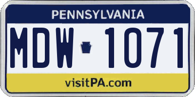 PA license plate MDW1071