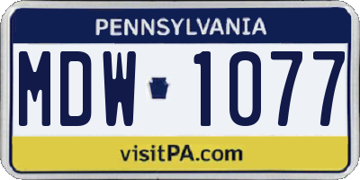 PA license plate MDW1077