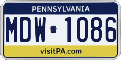 PA license plate MDW1086