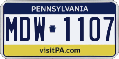 PA license plate MDW1107