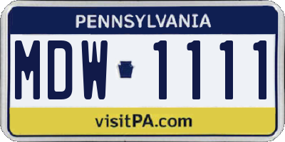 PA license plate MDW1111