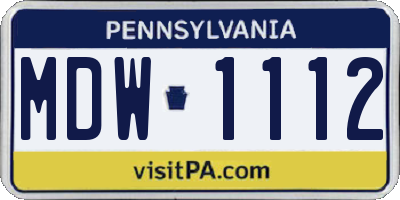 PA license plate MDW1112
