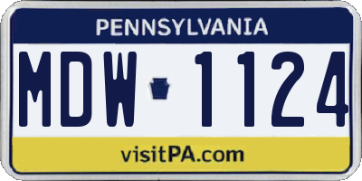 PA license plate MDW1124