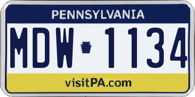 PA license plate MDW1134