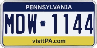 PA license plate MDW1144