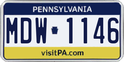 PA license plate MDW1146