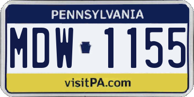 PA license plate MDW1155