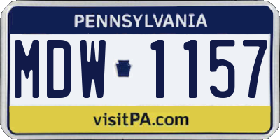 PA license plate MDW1157