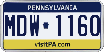 PA license plate MDW1160