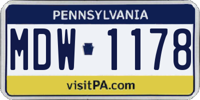 PA license plate MDW1178