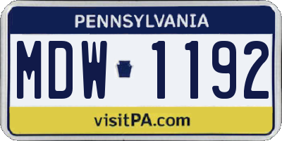 PA license plate MDW1192