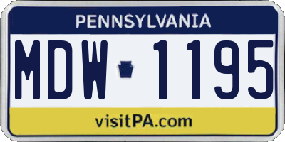 PA license plate MDW1195