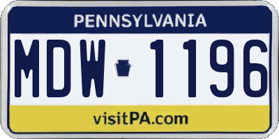 PA license plate MDW1196