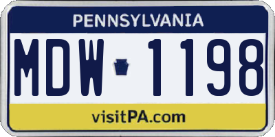 PA license plate MDW1198
