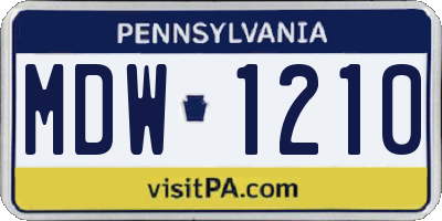 PA license plate MDW1210