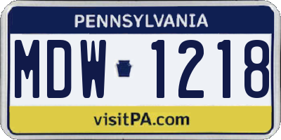 PA license plate MDW1218