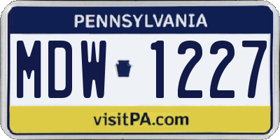 PA license plate MDW1227