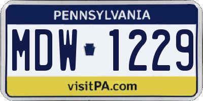 PA license plate MDW1229