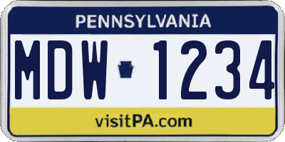 PA license plate MDW1234
