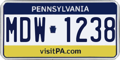 PA license plate MDW1238