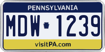 PA license plate MDW1239