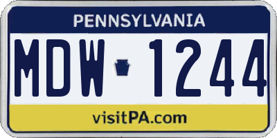 PA license plate MDW1244