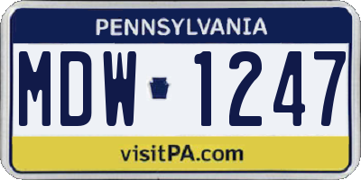 PA license plate MDW1247