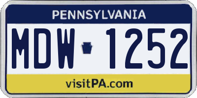 PA license plate MDW1252