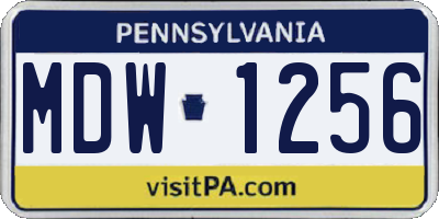 PA license plate MDW1256