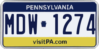 PA license plate MDW1274