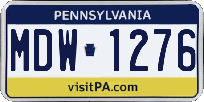 PA license plate MDW1276