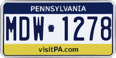PA license plate MDW1278