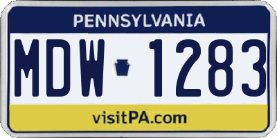 PA license plate MDW1283