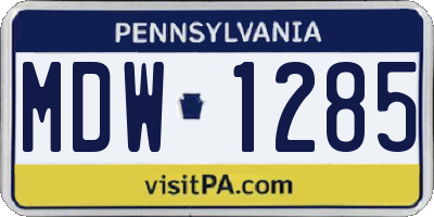 PA license plate MDW1285