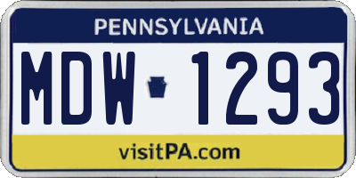 PA license plate MDW1293