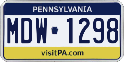 PA license plate MDW1298