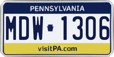 PA license plate MDW1306