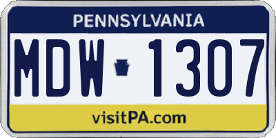 PA license plate MDW1307