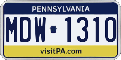 PA license plate MDW1310