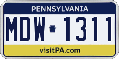 PA license plate MDW1311