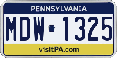 PA license plate MDW1325