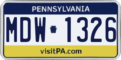 PA license plate MDW1326