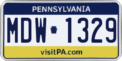 PA license plate MDW1329