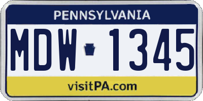 PA license plate MDW1345